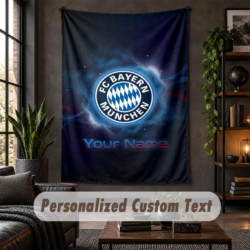 Personalized Wall Tapestry,Bayern Munich Custom Text, Soft Fabric Wall Art For Indoor Decoration