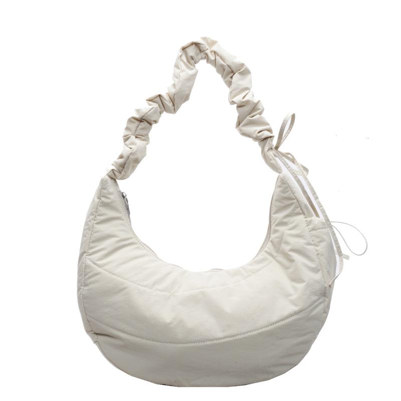 Winter pleated down bag women's new trendy fashion college style tote bag casual large capacity saddle bag