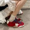 5CM Petite Height-Increasing Korean Color-Block Star White Retro Lace-Up Women's Casual Shoes