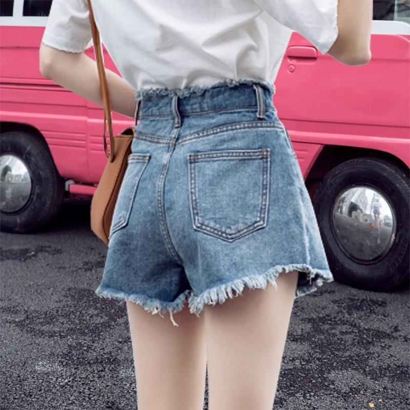 A New Summer Thin Denim Shorts Women's Wash Slim Women's Wide-leg Denim Shorts