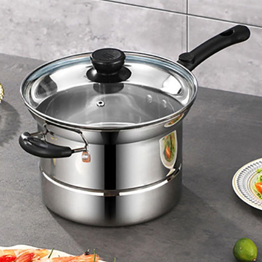 Stainless Steel Pasta Pot with Frying Basket and Steamer Stockpot Household Deep Fryer Pot Soup