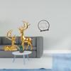 Elegant Resin Deer Figurines with Wood Display Stand Decorative Sculptures for Living Room