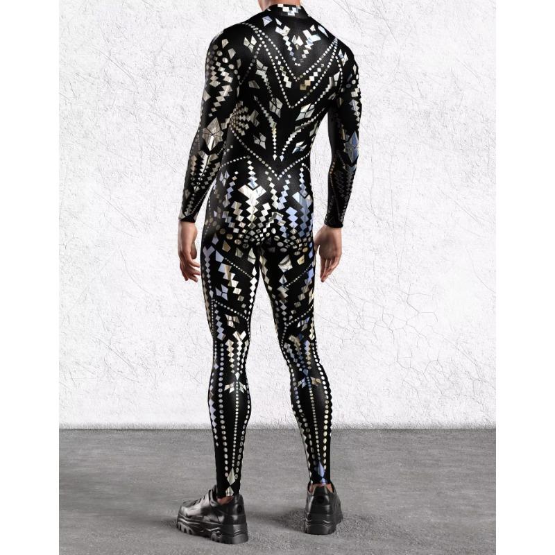 Halloween Strumpfhosen 3D Digitaldruck Erwachsene Cosplay Einteiliges Kostüm Männer Bühnenperformance Jumpsuit Dance Party Outfit