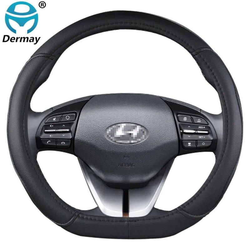 for Hyundai ioniq 2016 2017 2018   Car Steering Wheel Cover D Shape PU Leather Auto Accessories interior Fast Shipping