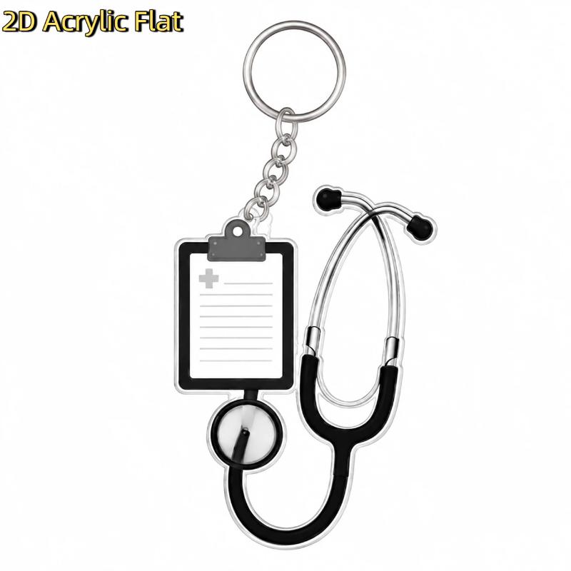 Acrylic Stethoscope Keychain 2D Adorable Design for Nurses Doctors Bag Charm Pendant Gift Souvenir