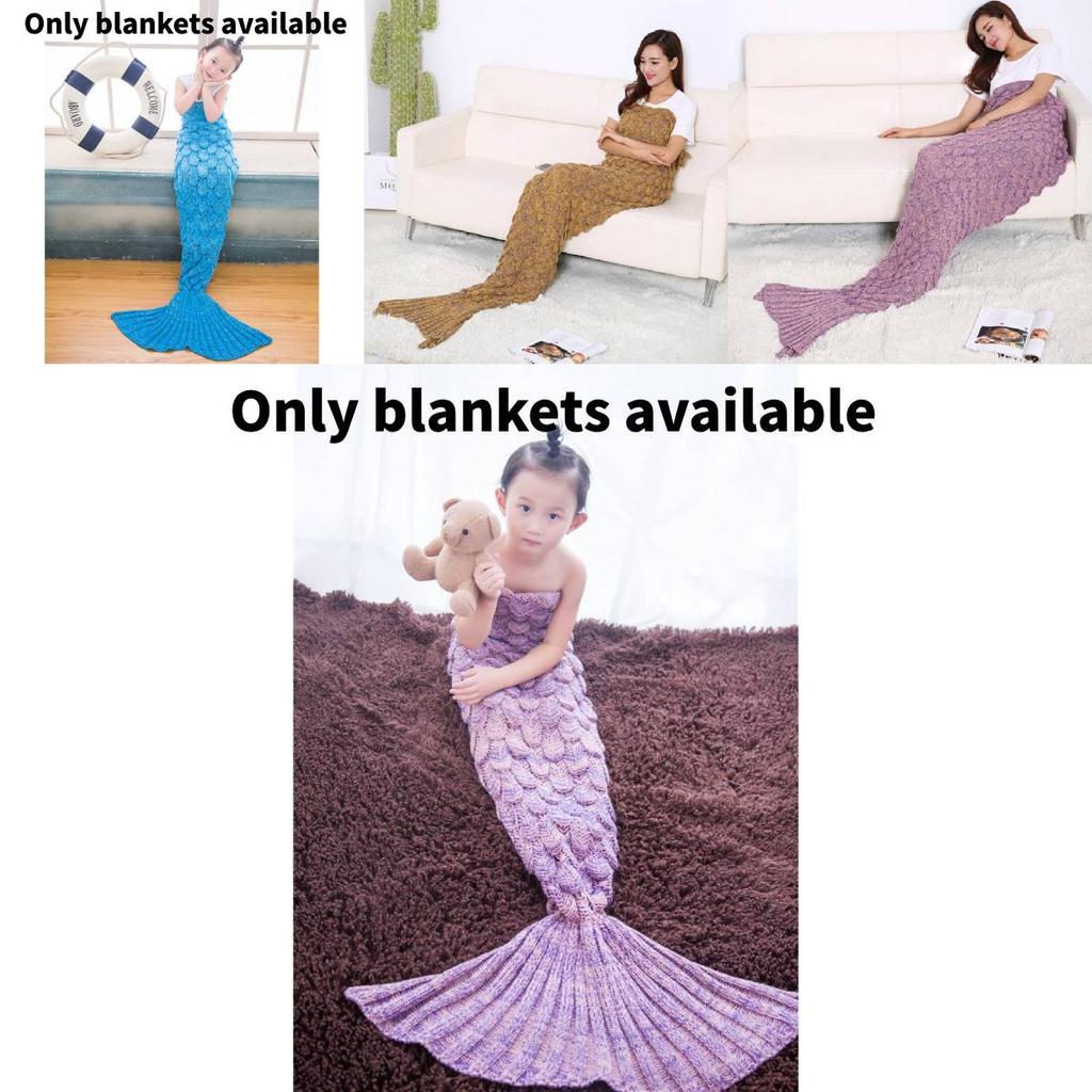 Fish Scale Pattern Mermaid Blanket Knitted Sofa Blanket For Cozy Home Use