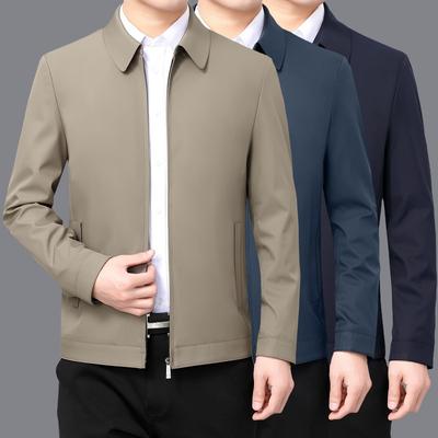 Lapel Business Casual Jacket Men's Coat Spring and Autumn New Tops Middle-aged Dad Wear