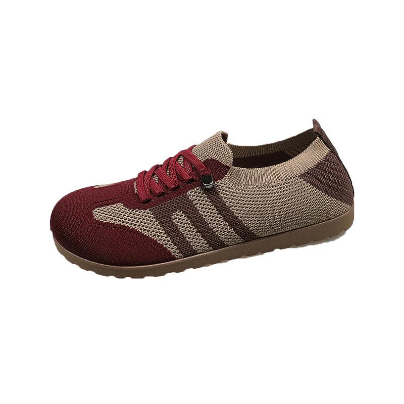 Casual Single Shoes Women's 2025 Spring New Flying Woven German Training Shoes Casual Women's Shoes Lightweight Single Shoes Soft Sole Comfortable M