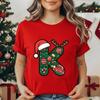 Festive Christmas Alphabet Letter Santa Hat Print Tshirt for Women Fashion T Shirt Streetwear Female Clothes Casual clothing