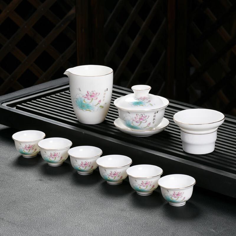 Handun High-Grade Mutton-Fat Jade White Porcelain Kung Fu Tea Set