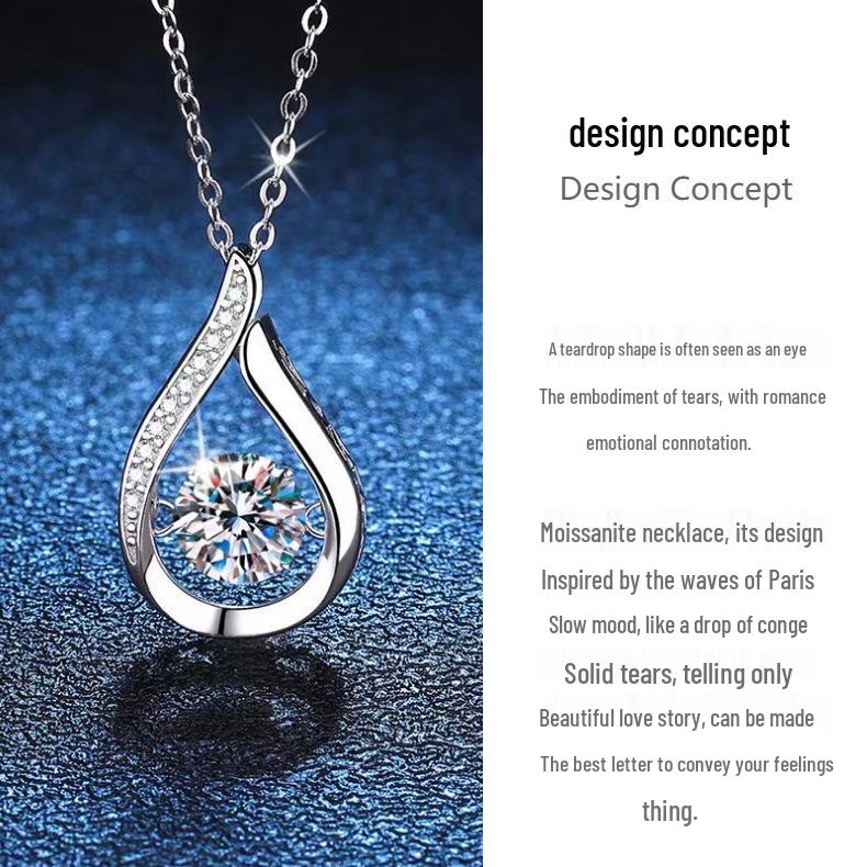 S925 Sterling Silver Moissanite Water Drop Necklace: Elegant, Versatile, Luxury