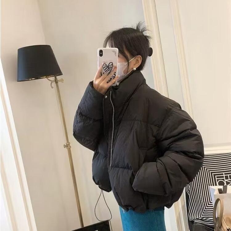Women's Winter Stand-up Collar Short Bread Clothing Ladies Solid Color Loose Casual Jacket