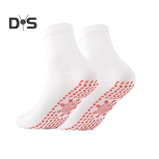 

1 пара носков с подогревом, сохраняющих тепло ног 24 часа, силиконовые подошвы, средней длины, высокоэластичные, однотонные спортивные носки, удобные носки для холодной погоды белый