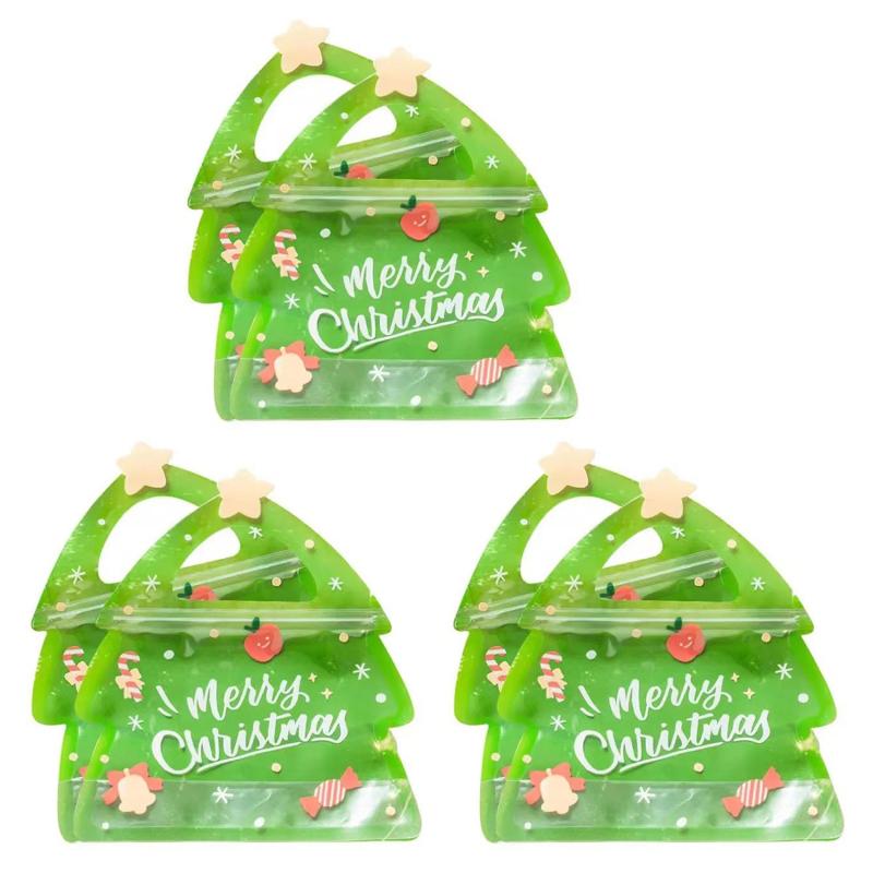 Christmas Tree Festival Gift Handle Bags for Candy Biscuit Cookies Chocolate Packaging Bags Birthdays Parties Holiday Decor