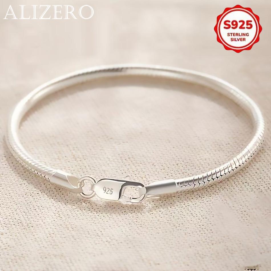 

925 Silver 3mm Snake Bone Bracelet Simple Style For Women Men Daily and Party Wear All Seasons Jewelry 16-23cm 16cm