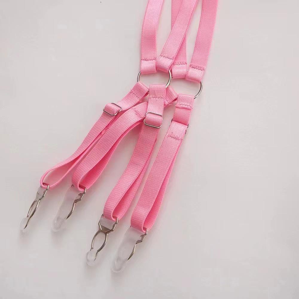 Pink Lace Embroidery Backless Stocking 3-Piece Set for Women