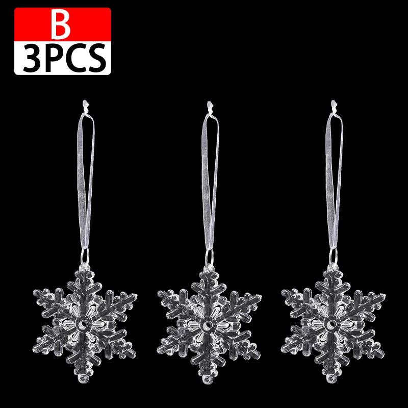 Clear Acrylic Snowflake Ornaments Christmas Tree Decorations Winter Wonderland Party Star Snowflake Deer Shaped Crystal Decor