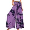 Damen Sommerhose mit weitem Bein, hoher Taille, fließende Taschen, modisch, lässig, lässig, Bohemian-Stil, bedruckt, Strandhose