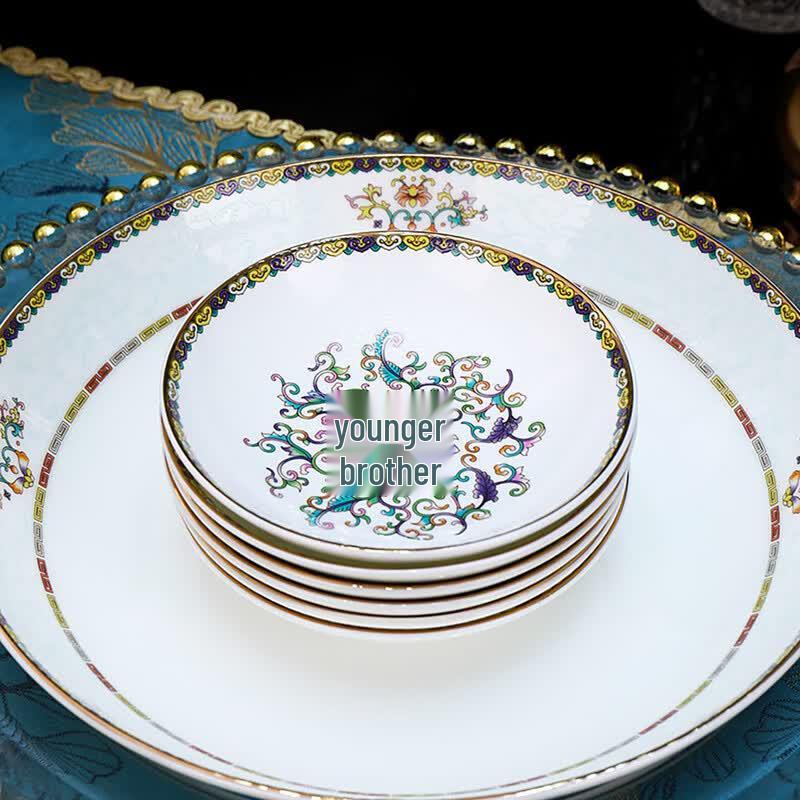 Nogoo Jingdezhen European Gold Rim Ceramic Dinnerware Set