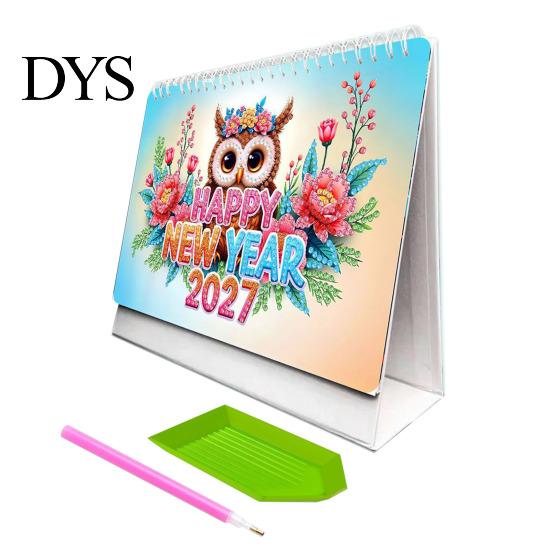 Practical Tabletop Planner Diamond Art Desk Calendar Kit, 2027 Craft 12 Monthly Desktop Organizer from Jan To Dec, DIY for Home Office Decor Kit