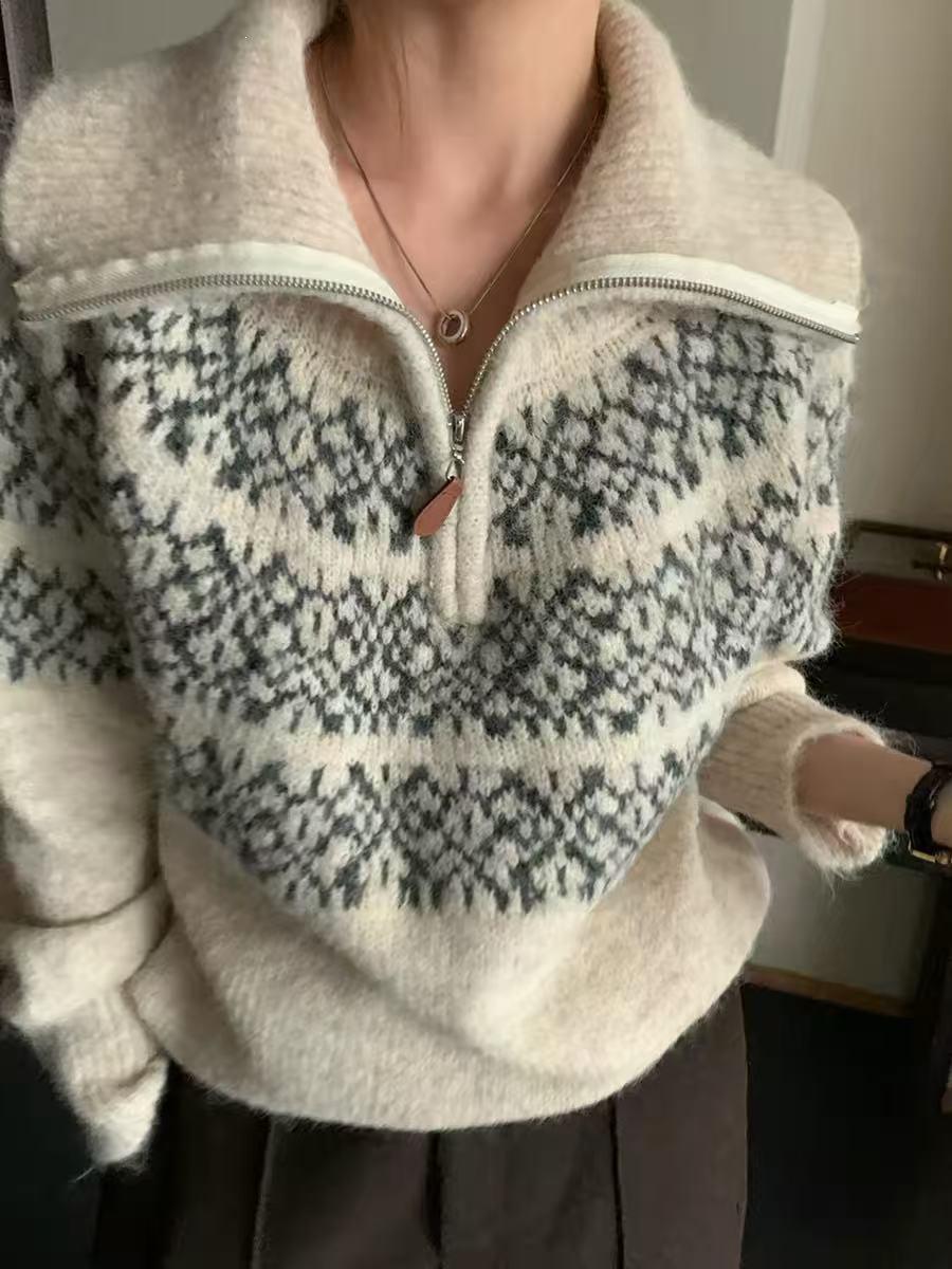 Women`s Fair Isle Wool High Neck