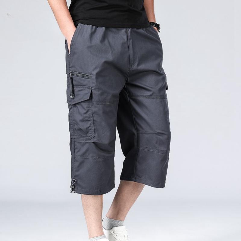 

Man s Plus Size Breathable Multi-Pocket Shorts Work Shorts Casual 7 Points Long Shorts 5XL сірий
