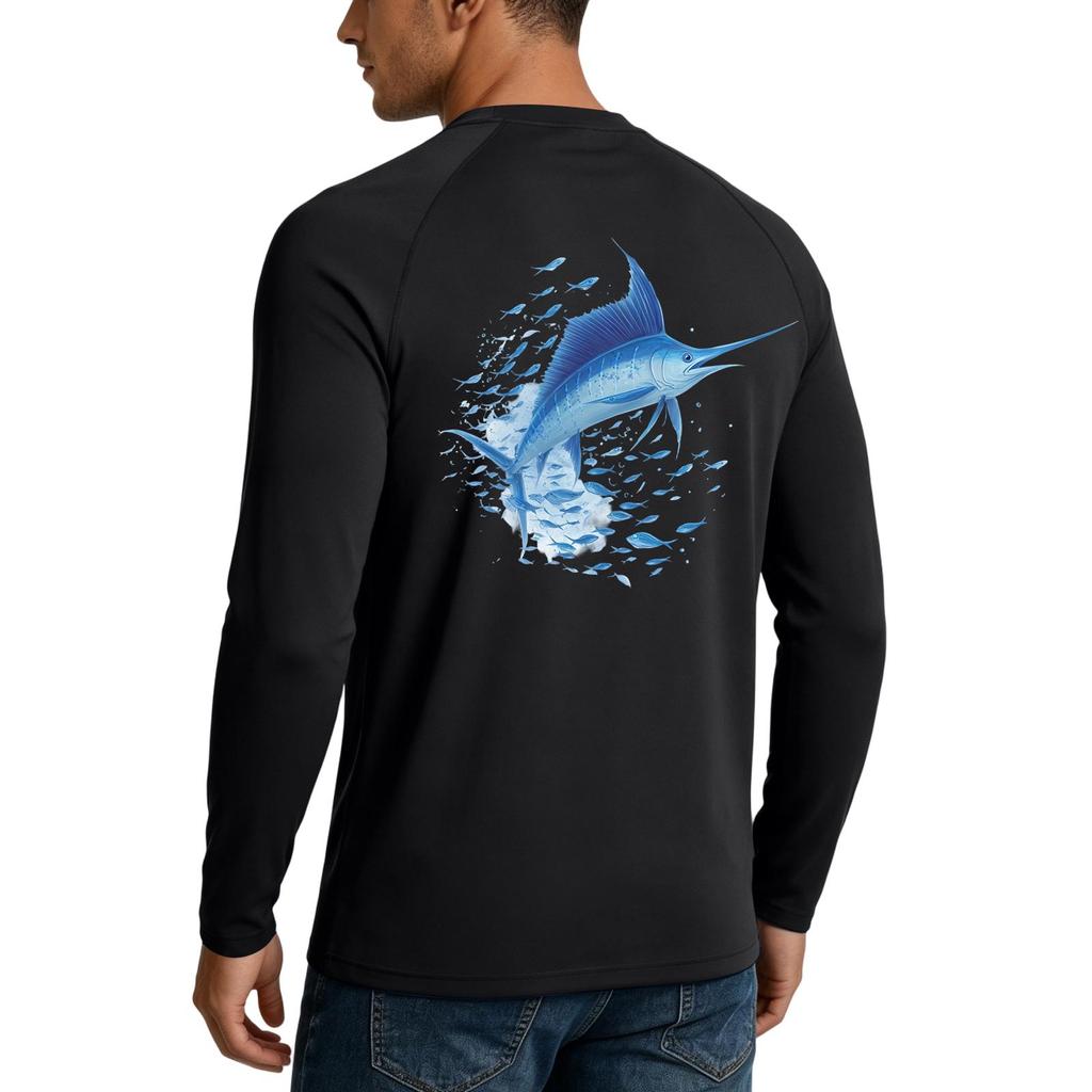 Men's Long Sleeve Sun Protection Shirt UPF50+ UV Resistant Lightweight Stretch Outdoor Fishing Running Sports Top