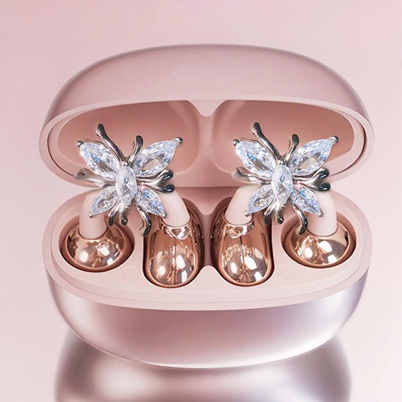 1Pair Butterfly Zircon Headphone Decoration Clips for Personalized Listening Style