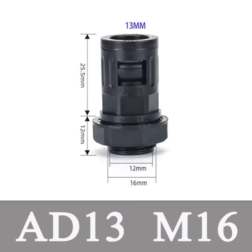 AD15.8 Plastic Corrugated Pipe Joint Black Multisize Plastic Tube Connector Nylon Joint PP Corrugated Pipe