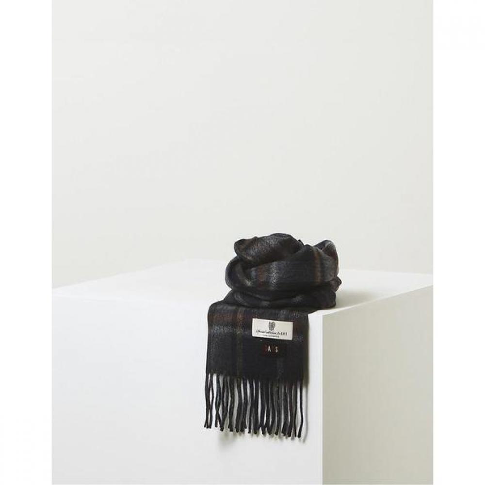 Daks Unisex Dark Gray Check Cashmere 100  Reversible Scarf Dbmu2f706