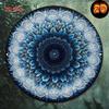 Vintage Retro Blue Sunflower Metal Wall Art 8x8 Inch Round Aluminum Geometric Floral Home Decor
