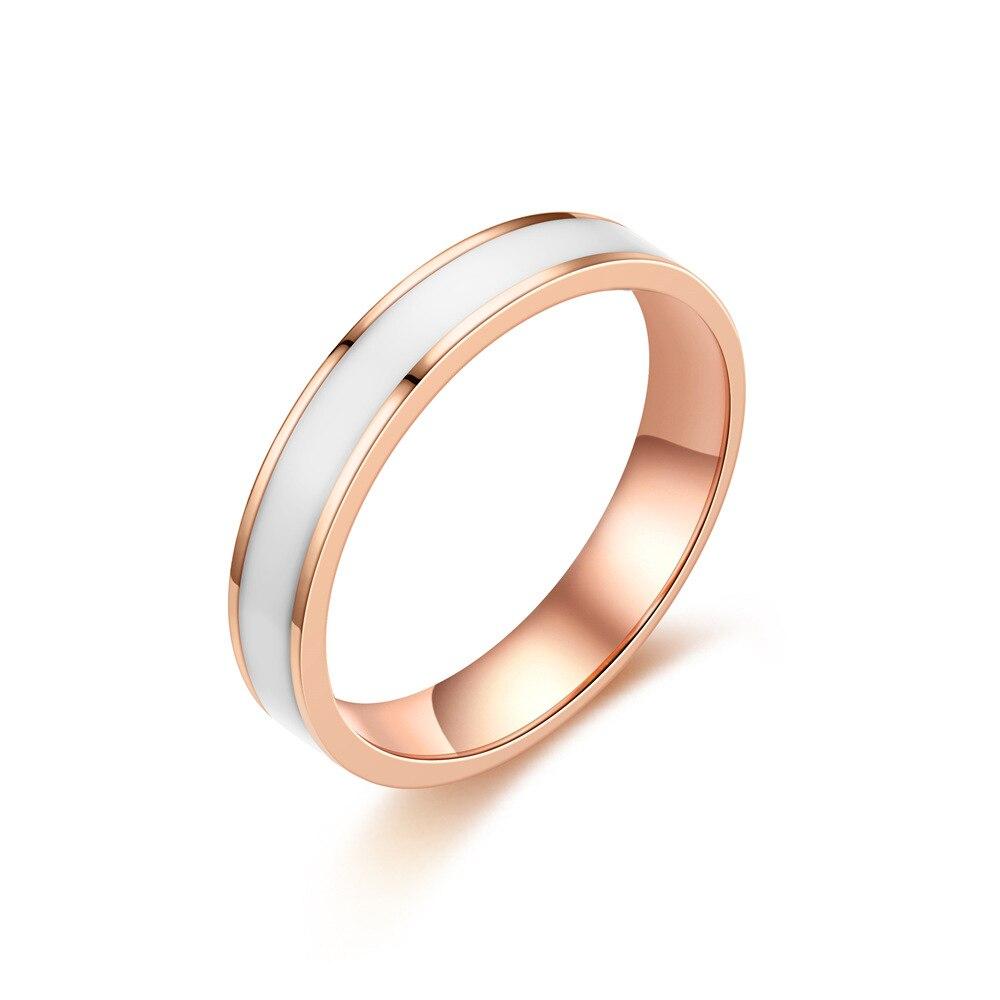 Bxzyrt 4mm Partner Fingerring Edelstahl Schwarz Weiß Epoxid Mädchen Ringe Männer Partnerringe Frauen Goldfarbe Verlobungsringe Schmuck Trendige Ringe