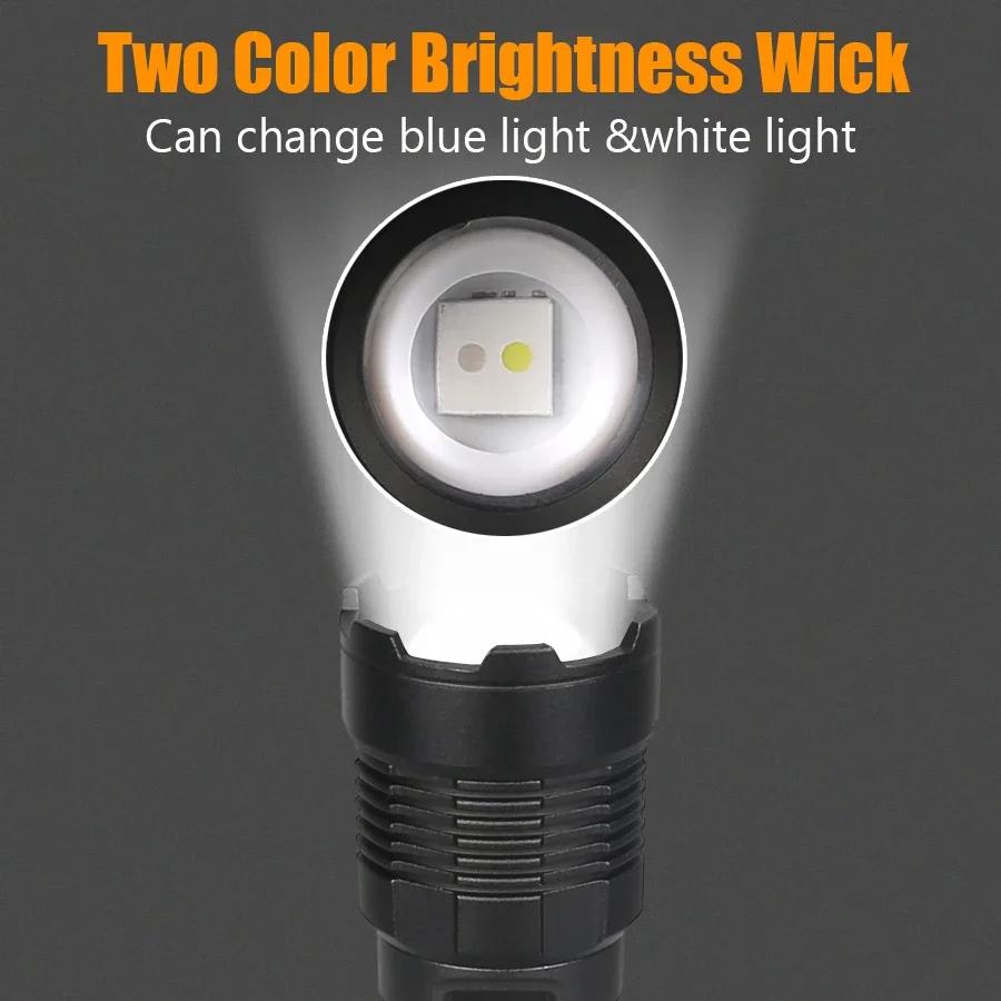 Super Bright Dual light LED Flashlight USB Rechargeable zoomable Torch with Built-in battery Outdoor Fishing Camping Lantern