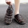 Men Hiking Sandals Outdoor Roman Black Brown Leather Wide Palm Closed Toe Sport Sandals Beach Shoes Large Size