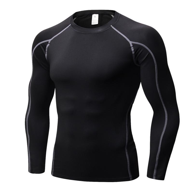 Men's Pro Compression Long Sleeve Running T-Shirt - Elastic, Sweat-Wicking, Quick-Dry for Sport & Fitness
