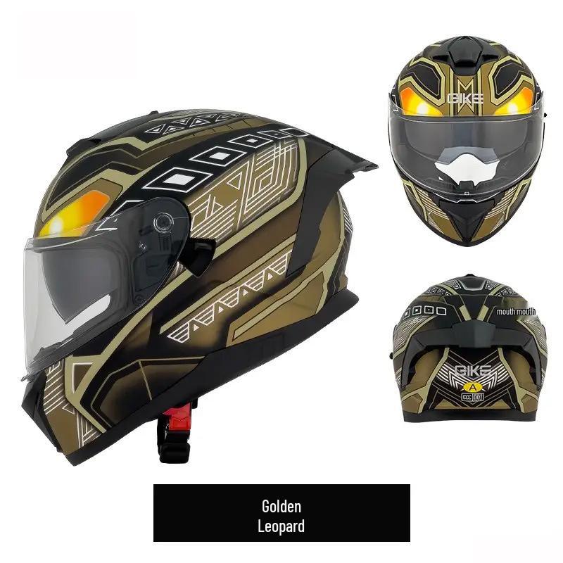 Unisex Double Lens Full Face Motorcycle Helmet with Large Tail Wing