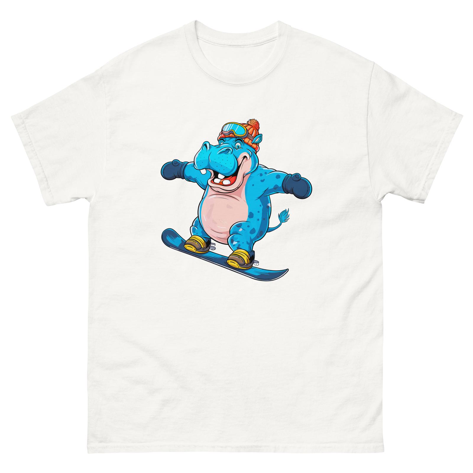 Hippo Snowboarding Fun Cartoon Snowboarder Shirt T-Shirt S разноцветный