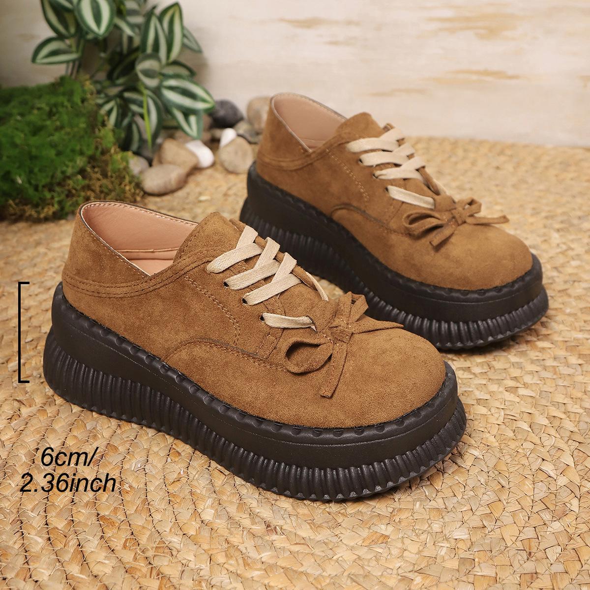 

Fashion Womens Loafers Shoes Female Footwear Platform Casual Sneakers Spring Autumn Lace Up New Dress Retro Suede Heeled Mary Janes Shoe 35 хаки