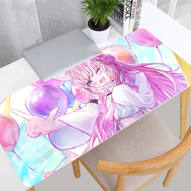 Gaming Mouse Pad Large Desk Mat Antislip Base Stitched Edges Cute Twin Anime Girls Print for Gaming  Office Desk Use