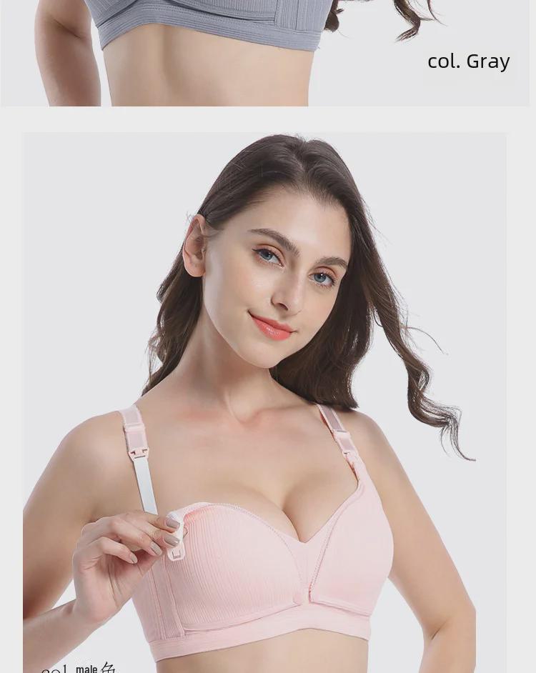 Wireless Nursing Bra: Threaded Thin, Double Buckle, Anti-Exposure for Pregnancy & Breastfeeding