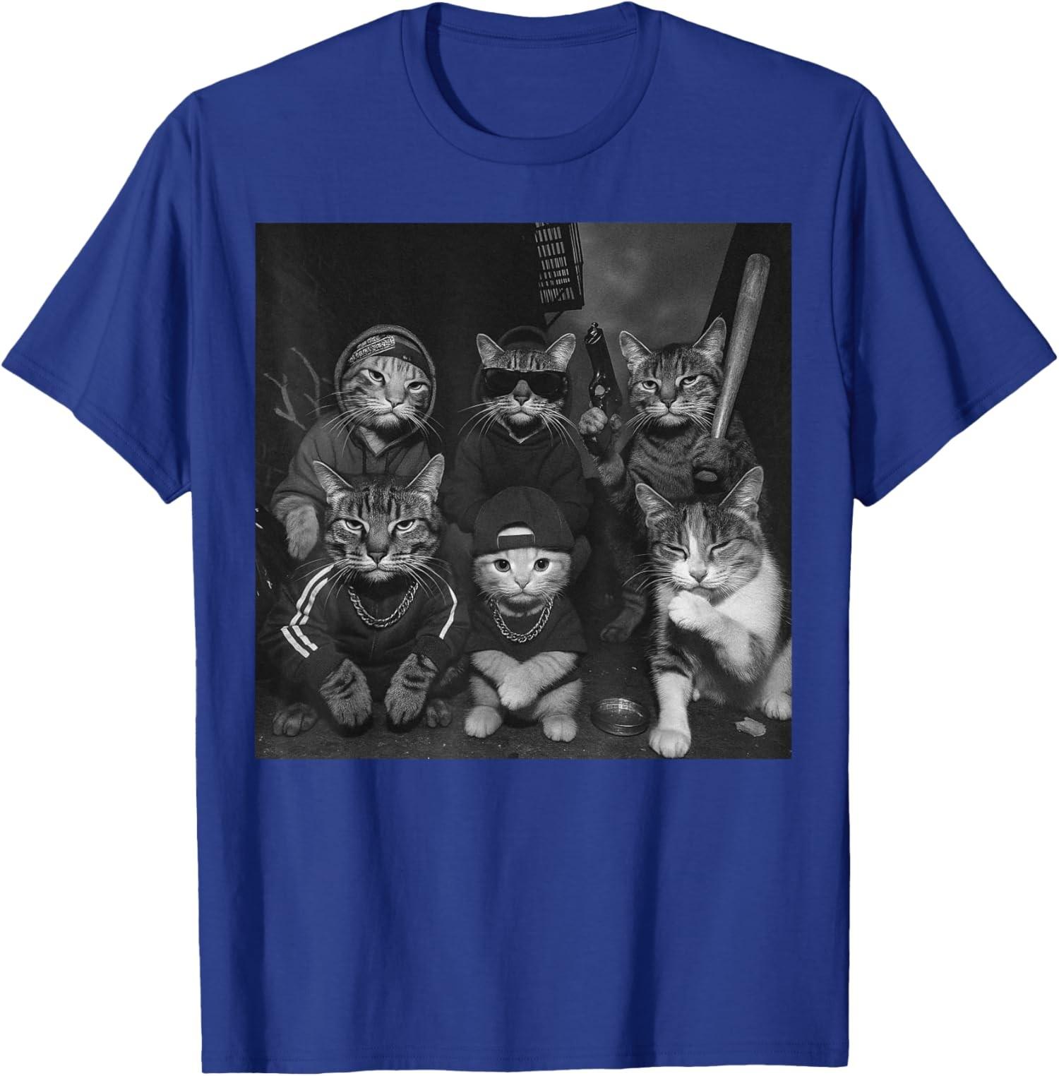 Gangster Cats Vintage Funny Kitty Gang Meme Unisex T-Shirt S разноцветный