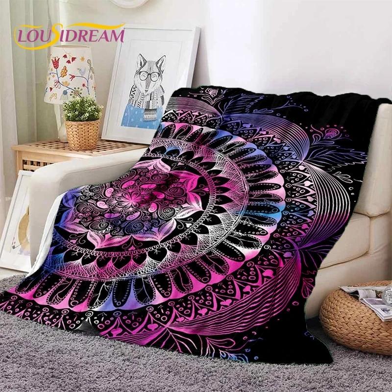 3D Mandala Yoga Flower Bohemia Meditation Nature Soft Flannel Blankets,Throw Blanket Comfortable Blanket for Picnic Beds Bedroom