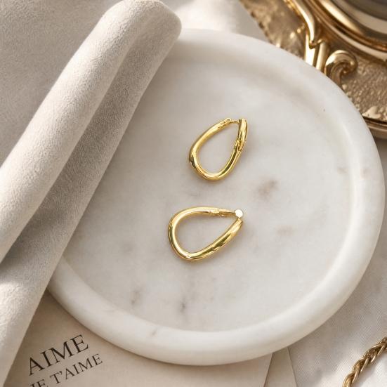 1 Pair Geometric Huggie Hoop Earrings for Women, Casual Simple Earrings, Lightweight Minimalist Jewelry for Party Daily Wear