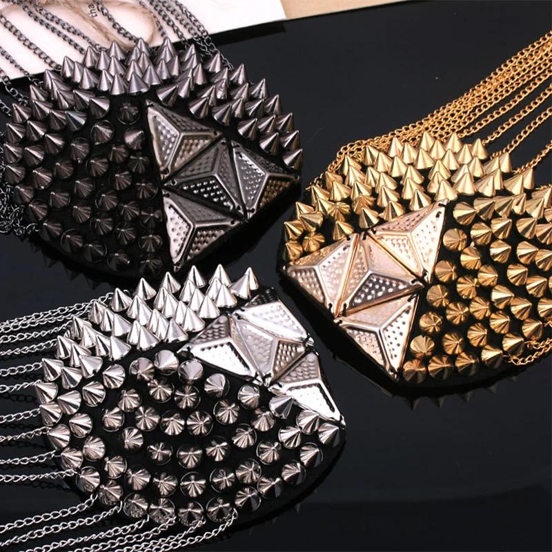 1 peça Broche Punk com Franja de Corrente, Rebite e Ombreira, Epaulete de Metal com Franja para Roupas de Mulheres e Homens, Acessórios de Emblema, Presente de Moda