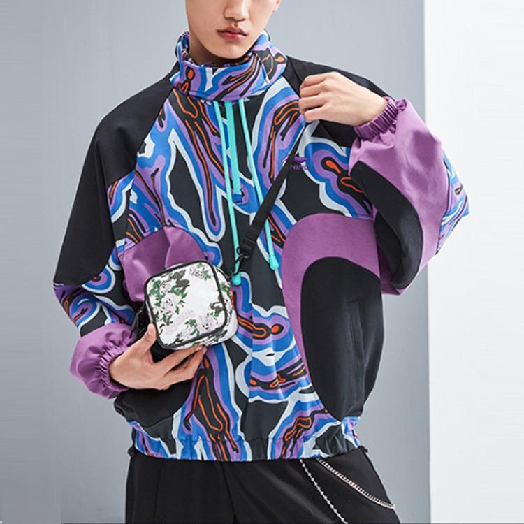 Li Ning Sports Fashion Series Color Block Half Zip Stand Collar Loose Pullover Sweatshirt Men Sweatshirt Multicolor AWDR209-2