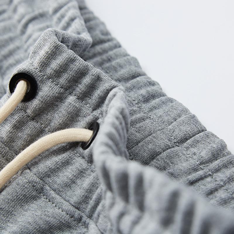 Summer Knitted Pure Cotton Japanese Terry Retro Sports Drawstring Five-point Casual Shorts Men's Sleeper Pants