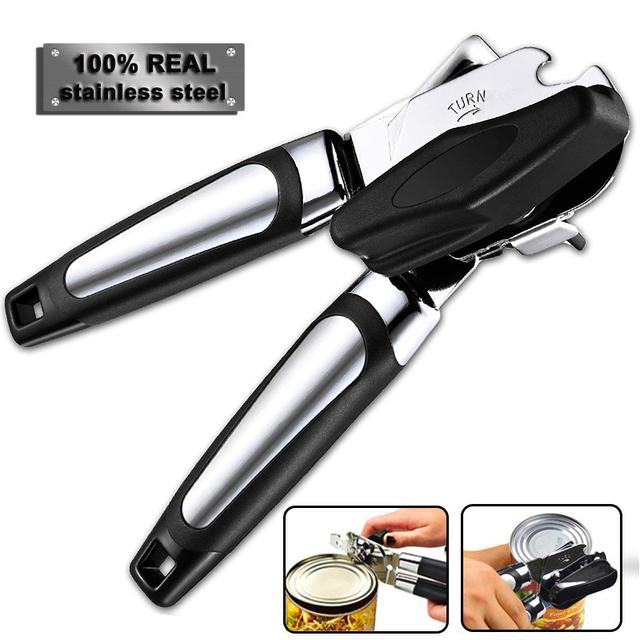 

Professional Tin Manual Can Opener Multifunctional Stainless Steel Beer Grip Opener Side Cut Cans Bottle Openers Kitchen Gadgets чёрный