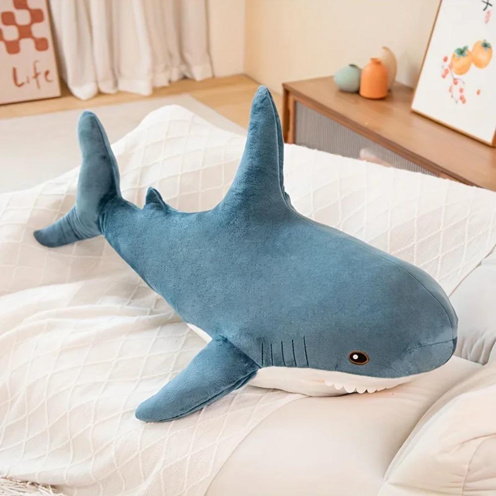 Clearance_2Sizes Cute Shark Plush Toy Soft Long Throw Pillow Doll Shark Stuffed Toys Holiday Gift Kids Girls Birthday Gifts Bed