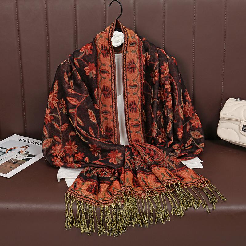 

Пашмина Пейсли Шаль Шарф Женский Жаккардовый Кашемировый Принт Шарфы Бордюры Женская Кисточка Дорожное Одеяло Обёртывания Этнические Шали 70x180cm