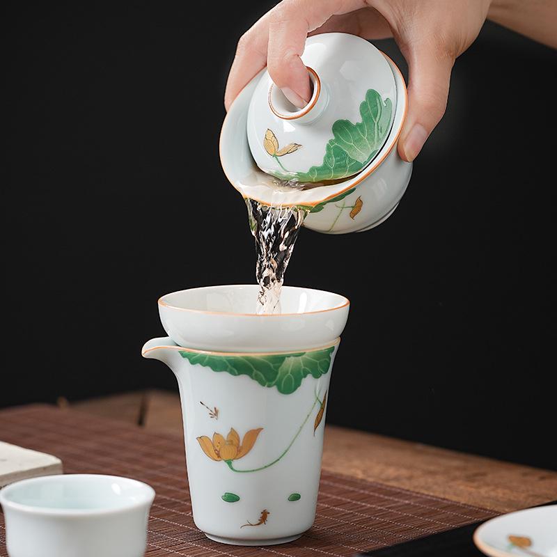 Taigu Luxury Kung Fu Tea Set with Hovering Gaiwan and Dry Brewing Tray